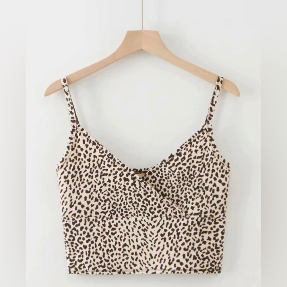 Cheetah Spaghetti Strap Crop Top